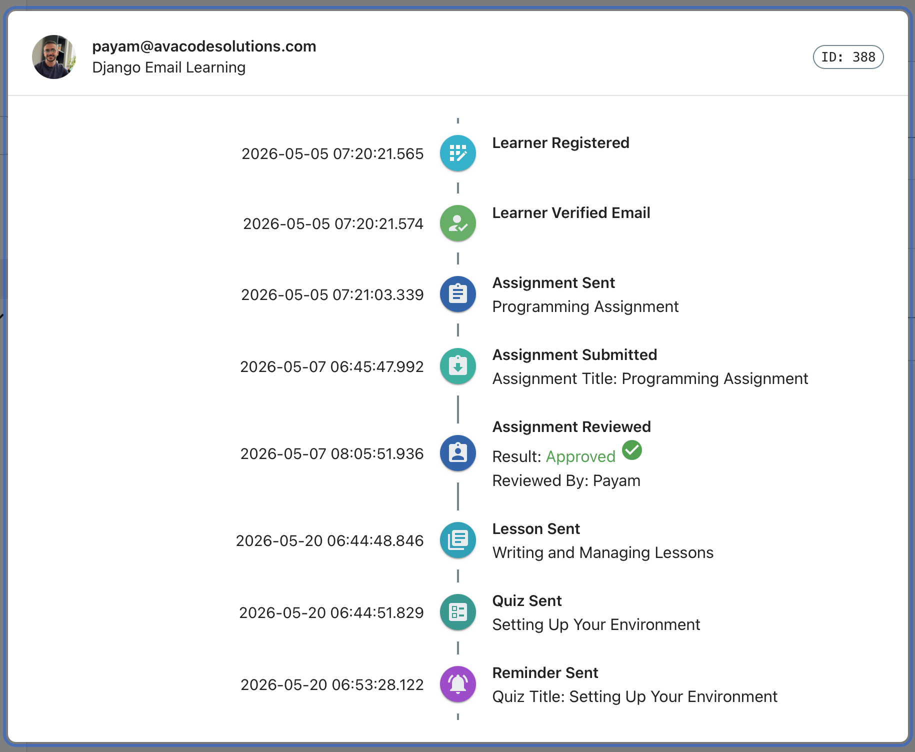 Learner Management Interface